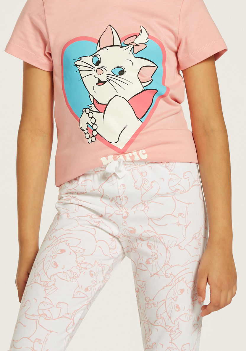Disney Marie Print T-shirt and Pyjama Set-Nightwear-image-3