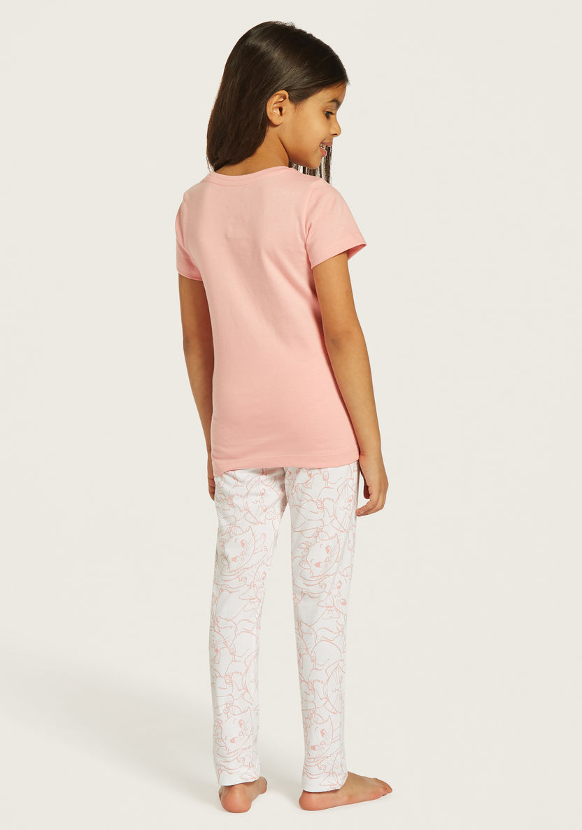 Disney Marie Print T-shirt and Pyjama Set-Nightwear-image-4