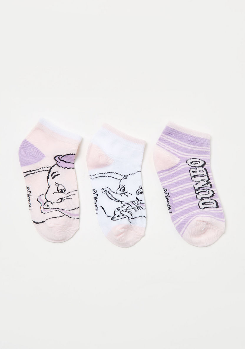 Disney Dumbo Print Ankle Length Socks - Set of 3-Socks-image-0