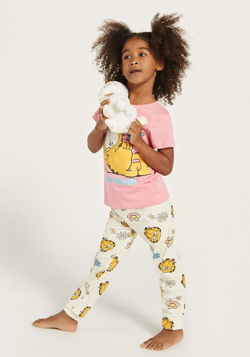 Disney Garfield Print T-shirt and Pyjama Set-Nightwear-image-0