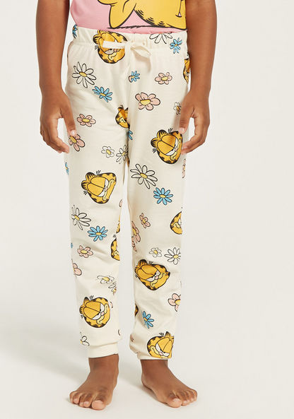 Disney Garfield Print T-shirt and Pyjama Set-Nightwear-image-2
