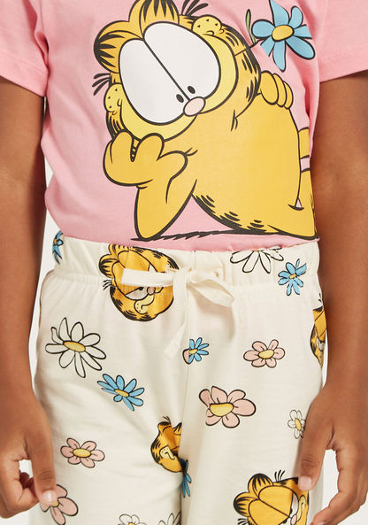 Disney Garfield Print T-shirt and Pyjama Set-Nightwear-image-3