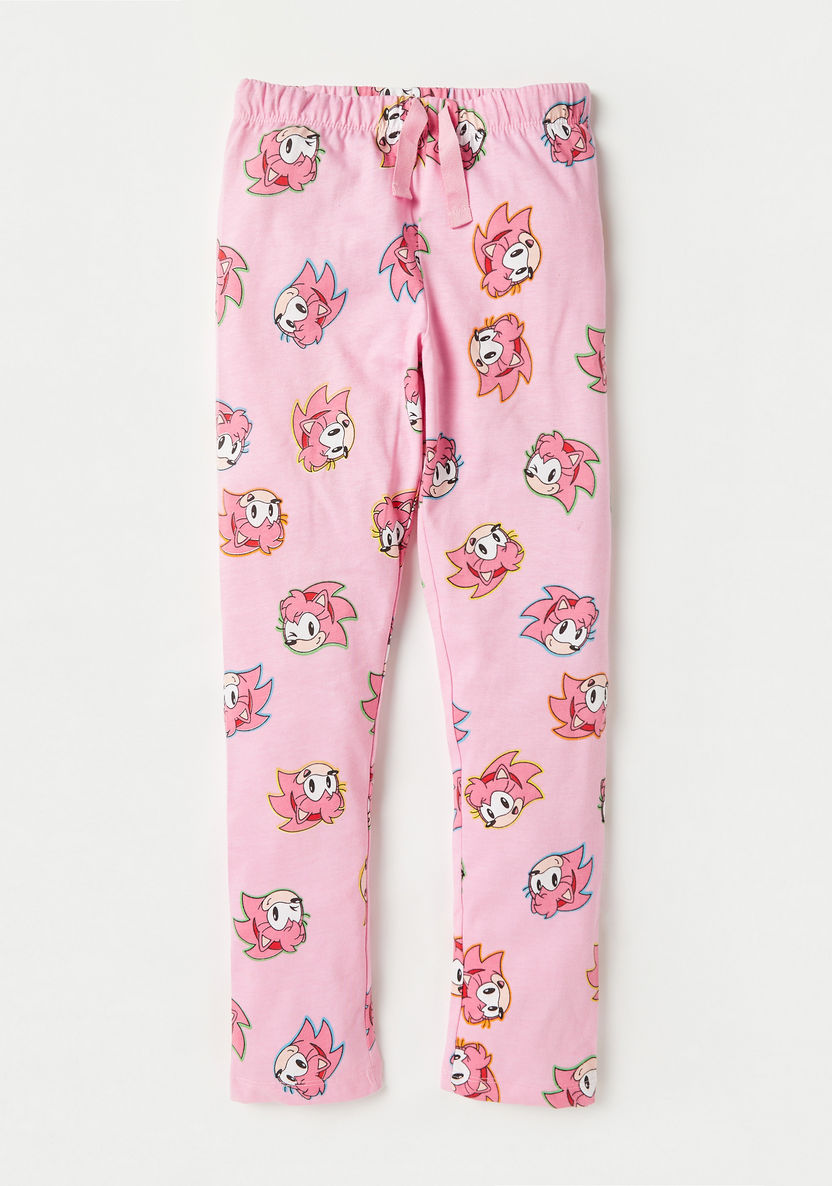 SEGA Amy Rose Print T-shirt and Pyjama Set-Nightwear-image-2