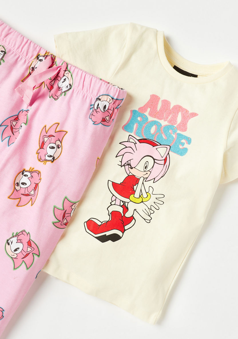 SEGA Amy Rose Print T-shirt and Pyjama Set-Nightwear-image-3