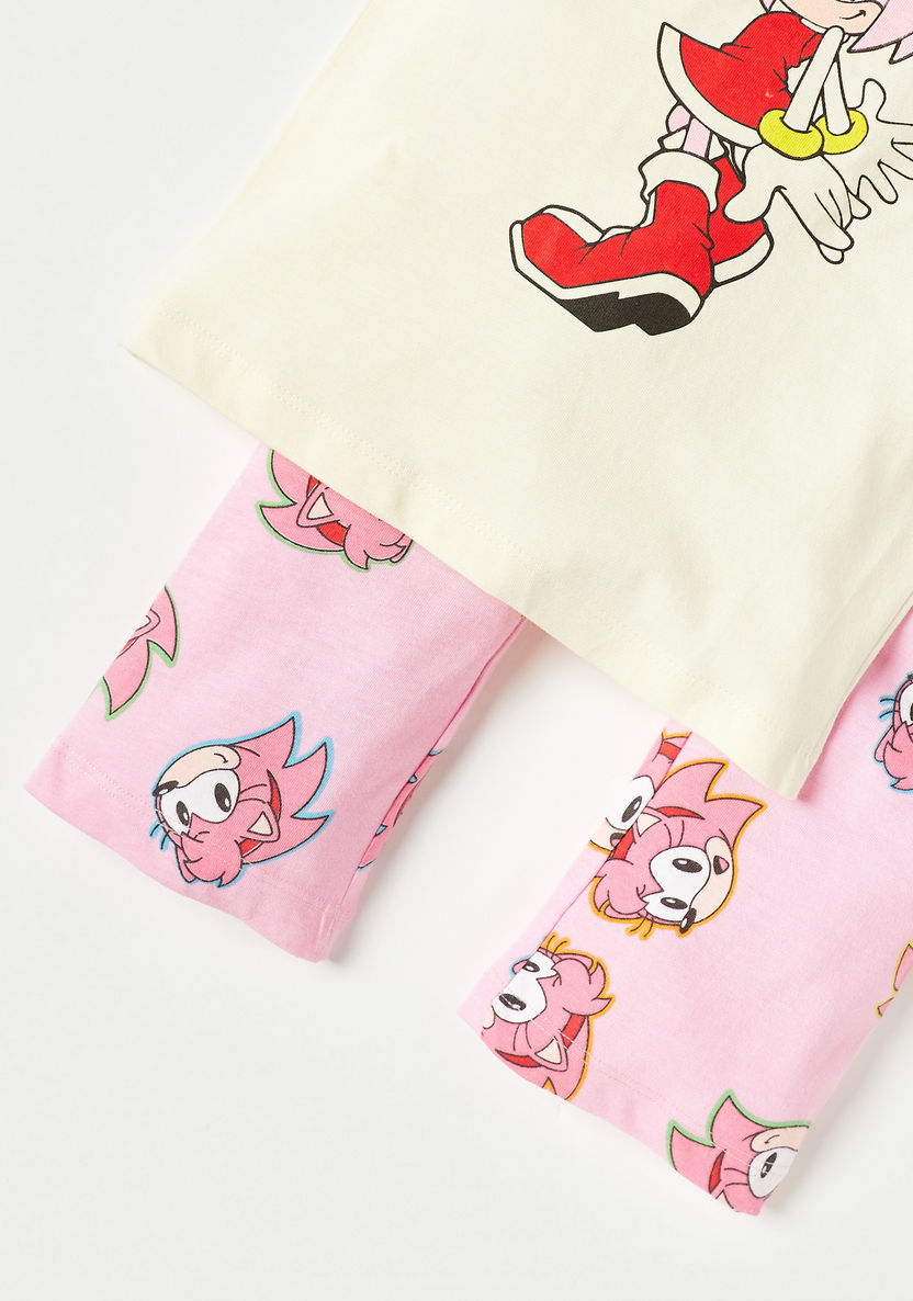 SEGA Amy Rose Print T-shirt and Pyjama Set-Nightwear-image-4