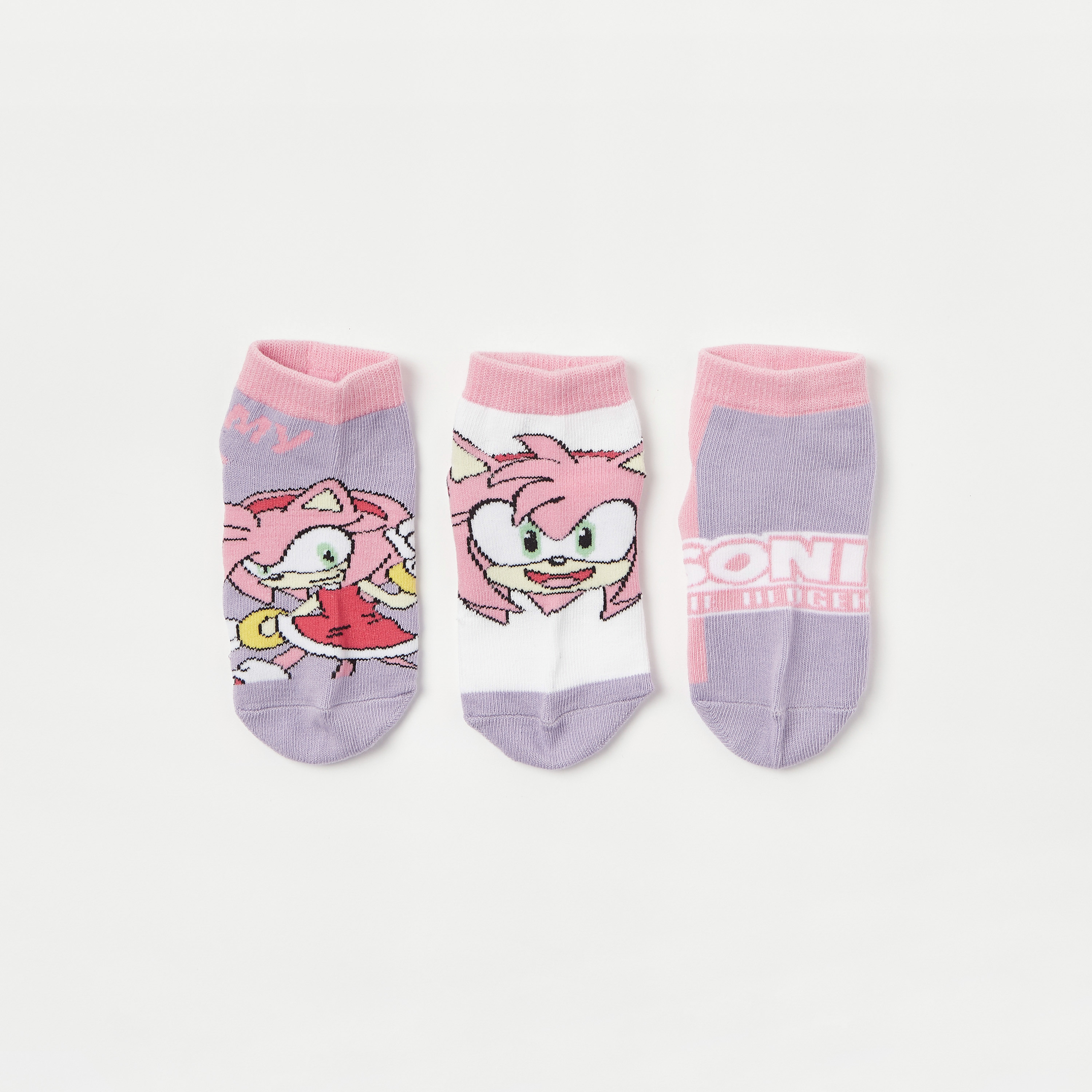 جوارب طول الكاحل بطبعات سونيك ذا هيدجيهوج من سيجا - طقم من 3 أزواج-girls-accessories-socks-image-2