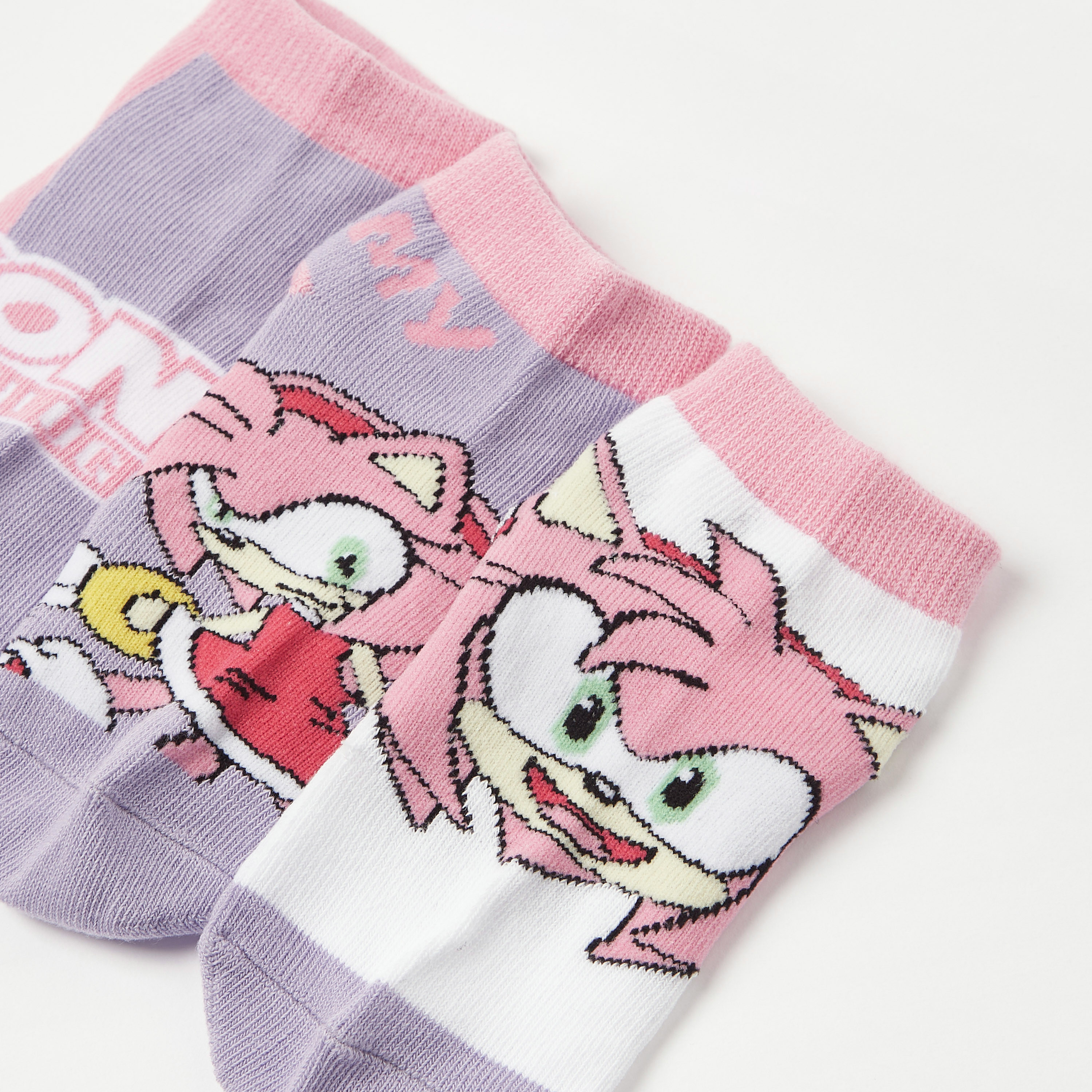 جوارب طول الكاحل بطبعات سونيك ذا هيدجيهوج من سيجا - طقم من 3 أزواج-girls-accessories-socks-image-3