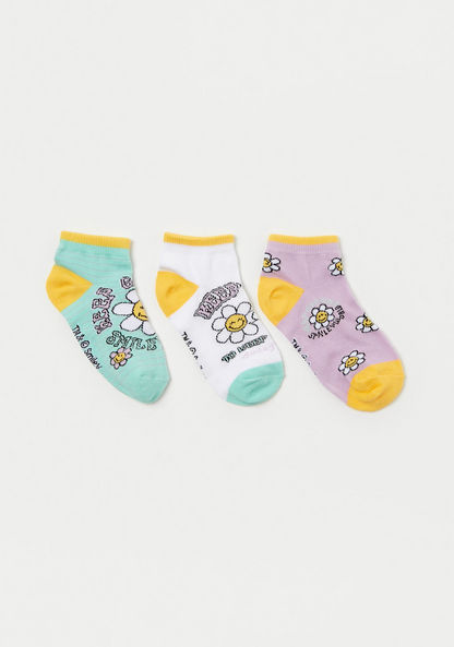 Smiley Print Socks - Set of 3-Socks-image-0