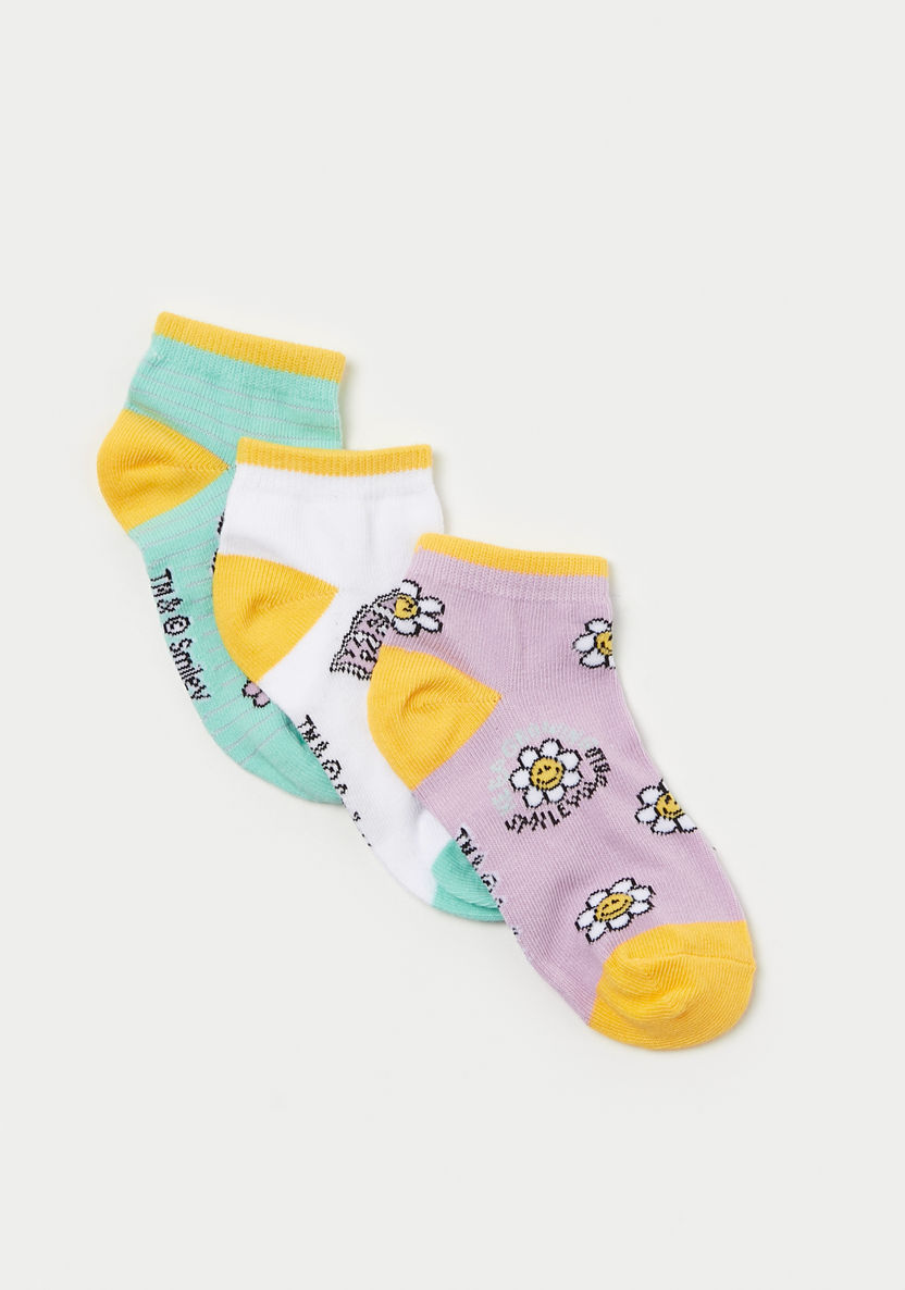 Smiley Print Socks - Set of 3-Socks-image-1