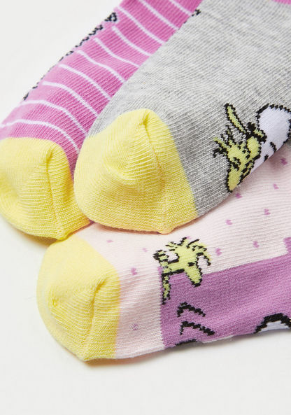 Peanuts Print Socks - Set of 3-Socks-image-3