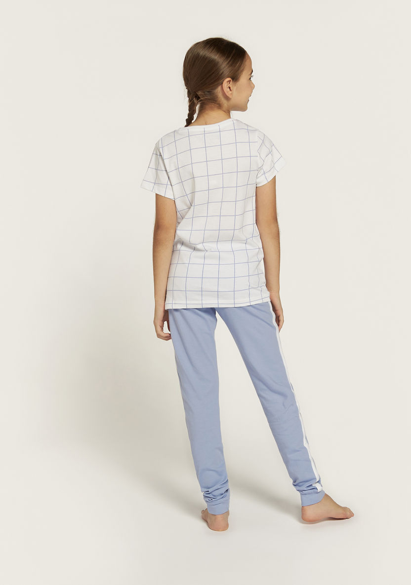 Juniors Printed Round Neck T-shirt and Pyjama Set-Nightwear-image-4