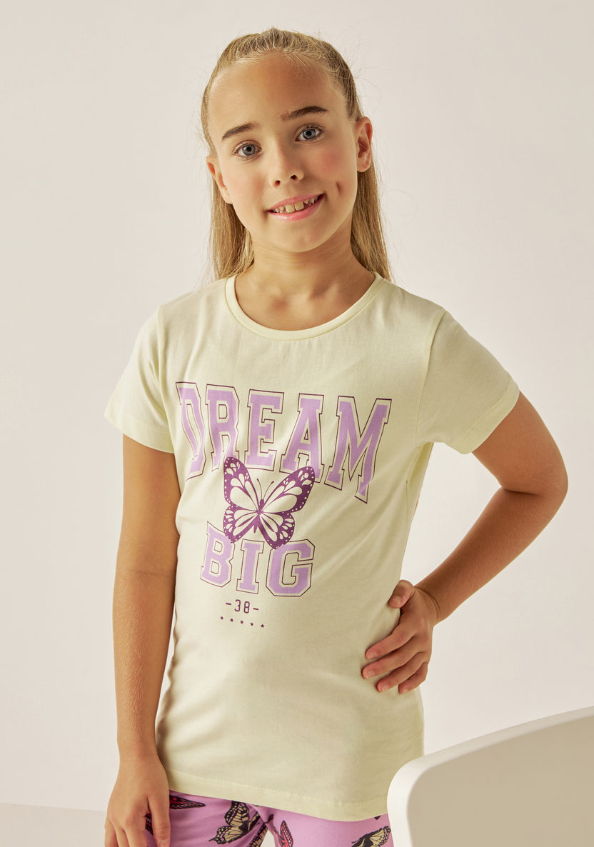 Juniors Butterfly Print T-shirt and Pyjama Set-Nightwear-image-1