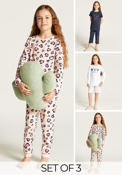 Juniors 6-Piece Printed T-shirt with Shorts and Pyjama Set-Nightwear-image-0