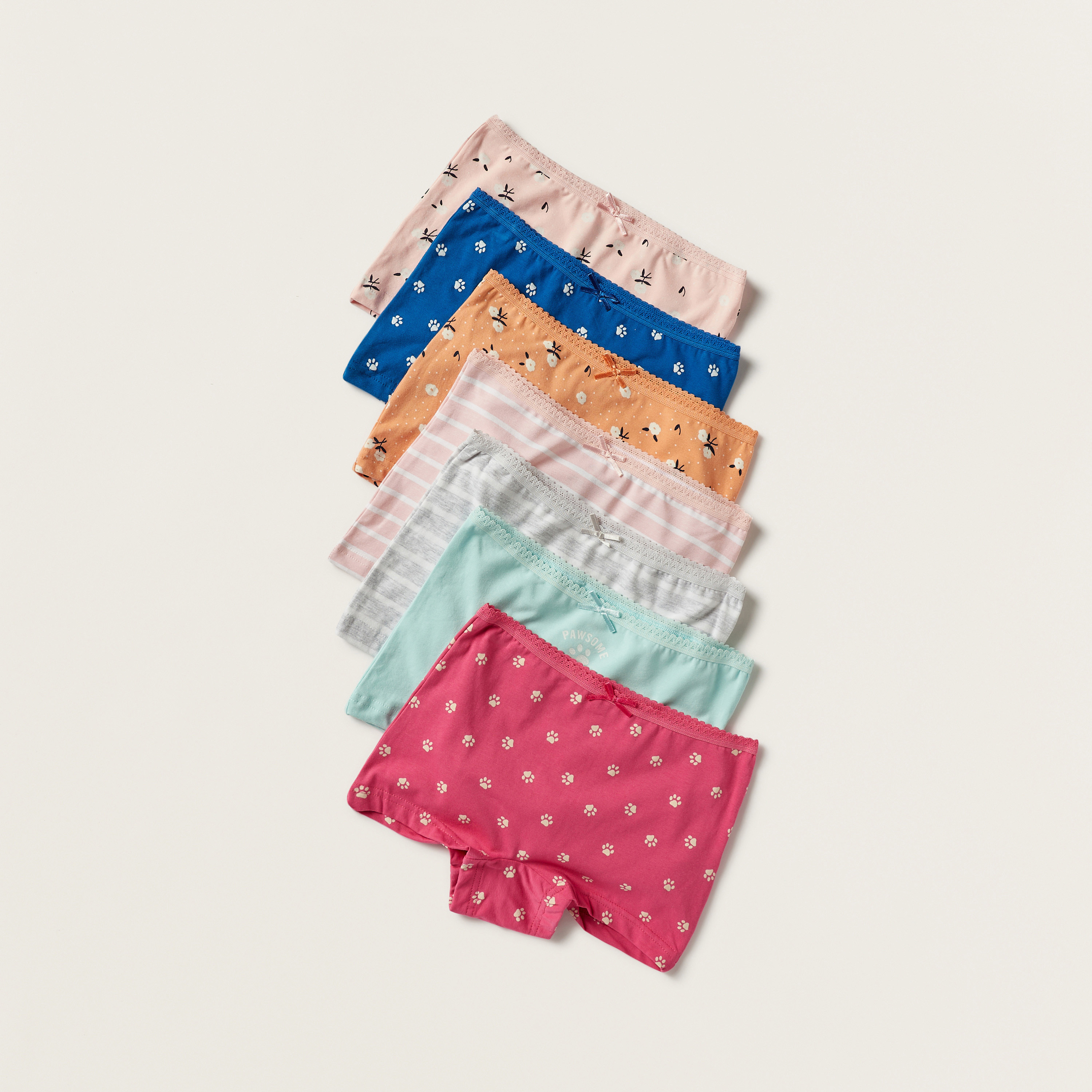 Juniors Printed Briefs with Elasticated Waistband - Set of 7-girls-clothing-multipacks-image-2