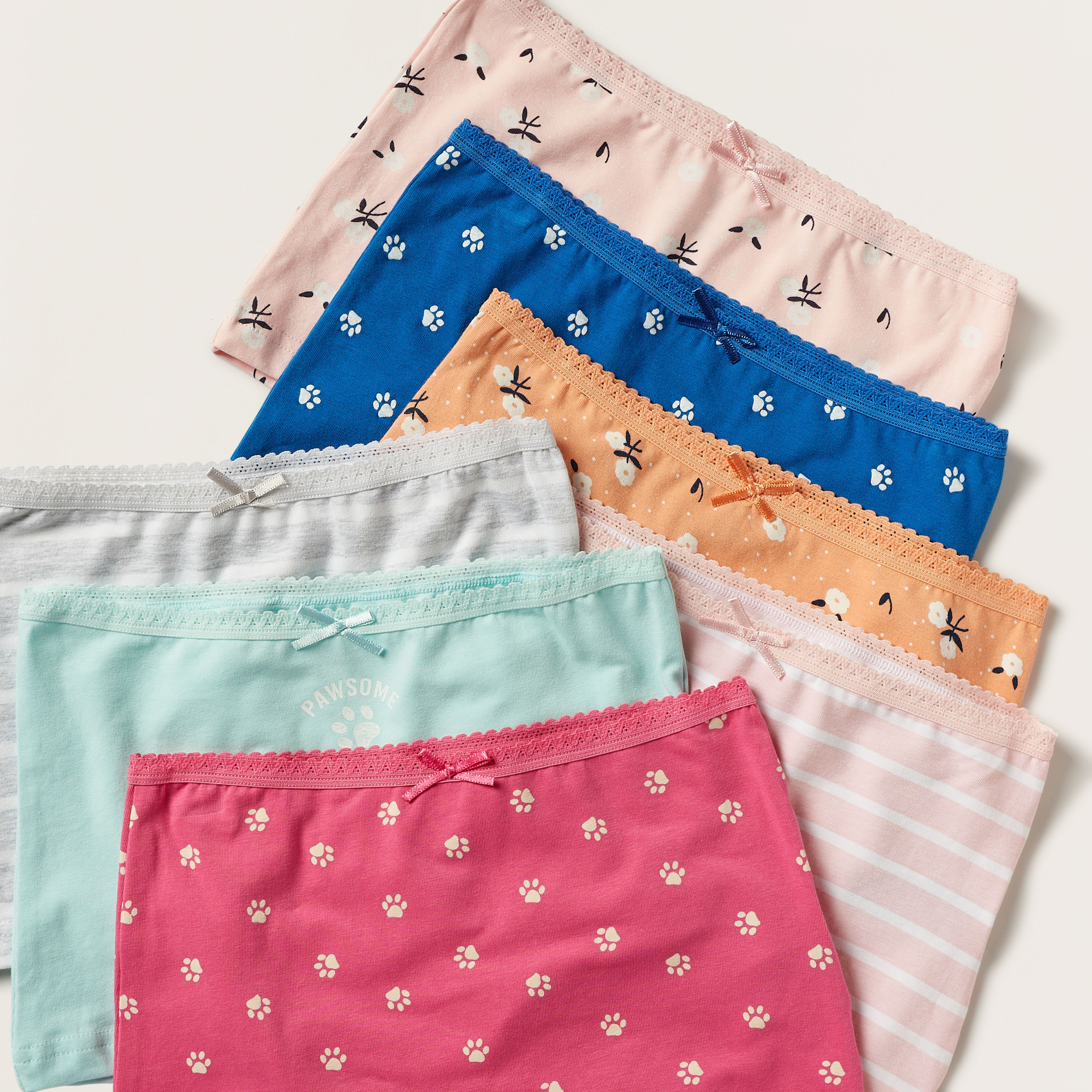 Juniors Printed Briefs with Elasticated Waistband - Set of 7-girls-clothing-multipacks-image-3