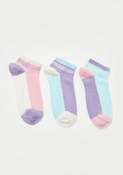 Juniors Colourblock Ankle Length Socks - Set of 3-Socks-image-0