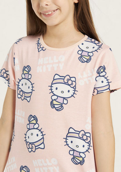 Sanrio All-Over Hello Kitty Print Night Dress with Short Sleeves-Nightwear-image-2