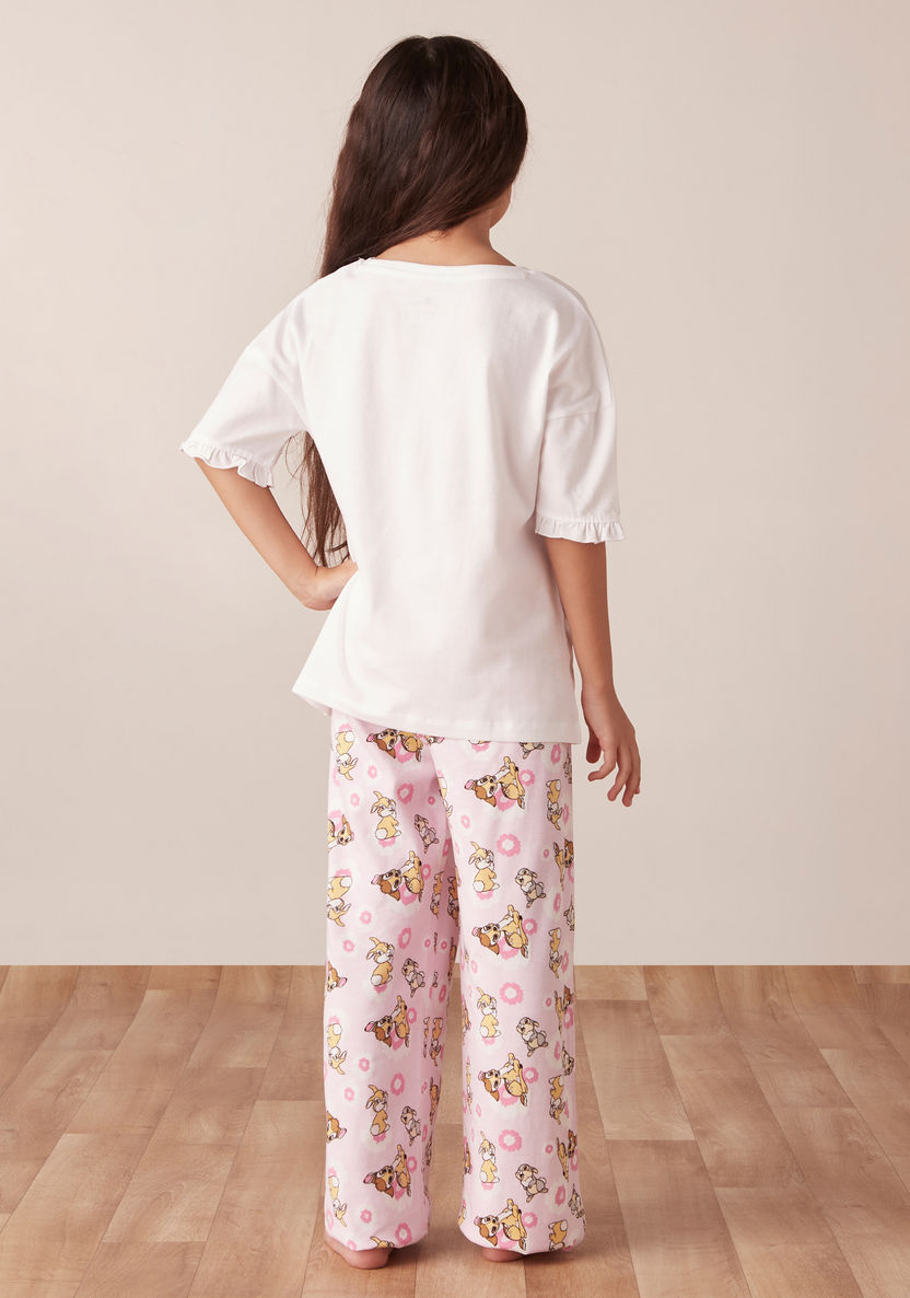 Disney Bambi Print Short Sleeves T-shirt and Pyjama Set-Nightwear-image-4