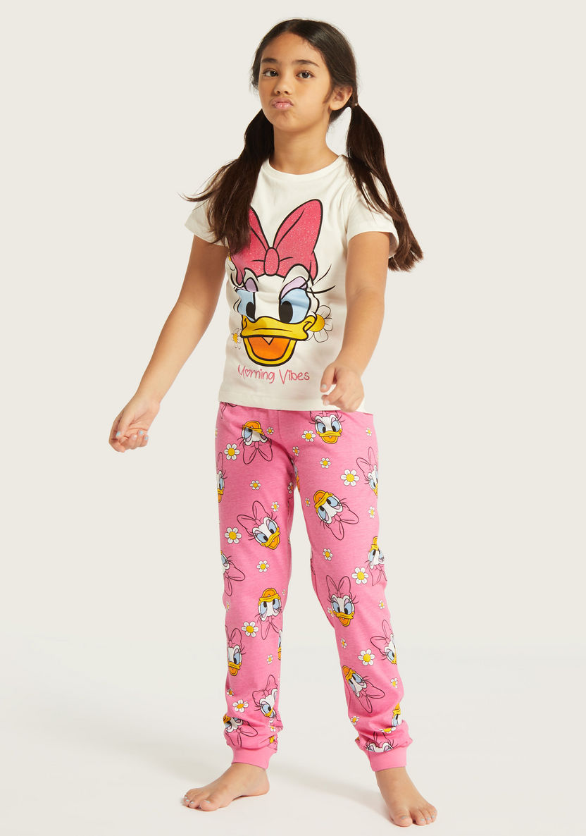 Disney Daisy Duck Glitter Print T-shirt and Pyjama Set-Nightwear-image-0