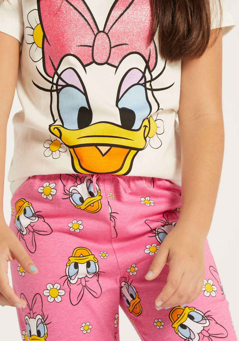 Disney Daisy Duck Glitter Print T-shirt and Pyjama Set-Nightwear-image-4