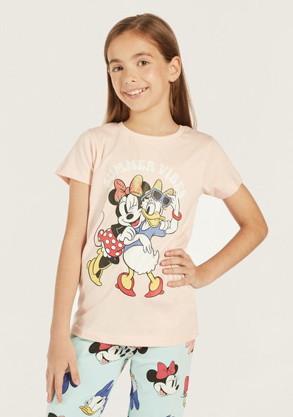 Disney Minnie Mouse Print T-shirt and Pyjama Set-Nightwear-image-1
