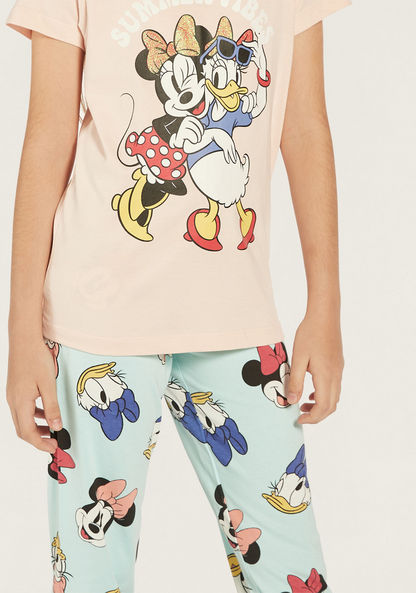 Disney Minnie Mouse Print T-shirt and Pyjama Set-Nightwear-image-3