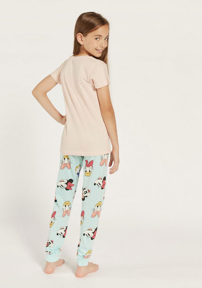Disney Minnie Mouse Print T-shirt and Pyjama Set-Nightwear-image-4