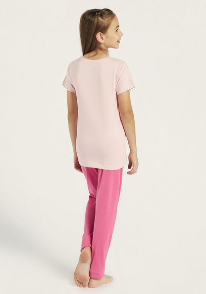 Juniors Dumbo Print Short Sleeves T-shirt and Pyjama Set-Nightwear-image-4