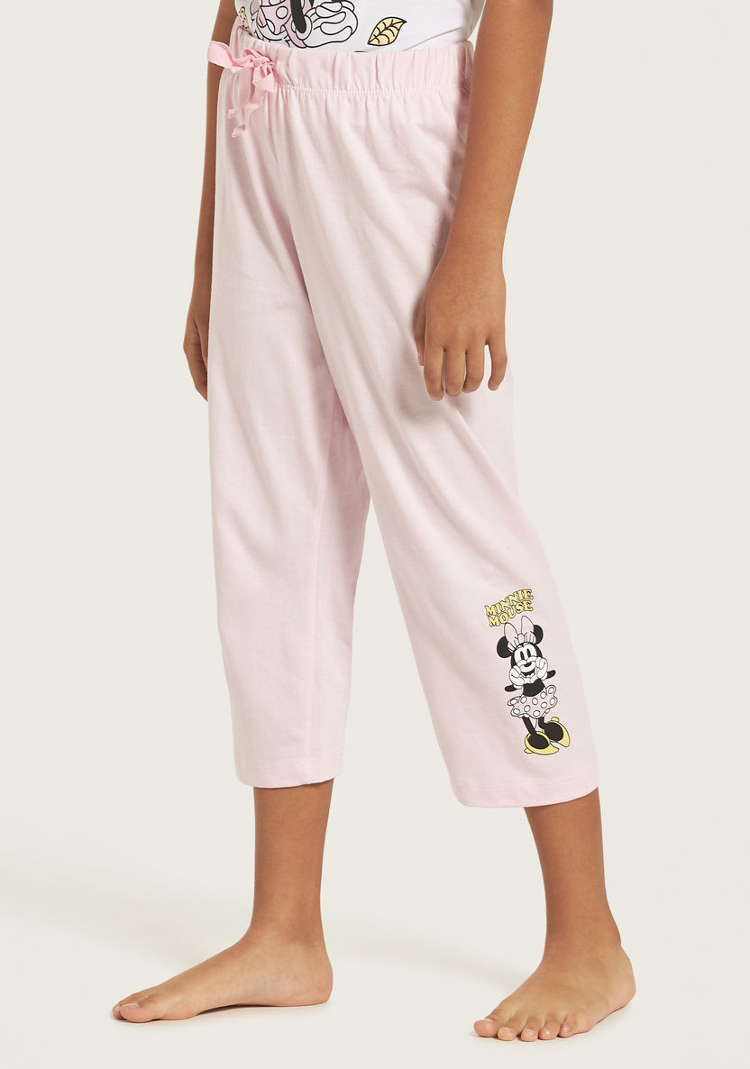 Minnie Mouse Print T-shirt and Pyjama Set-Nightwear-image-2