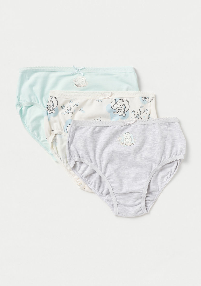 Disney Dumbo Print Briefs with Bow Applique and Elasticated Waistband - Set of 3-Panties-image-0