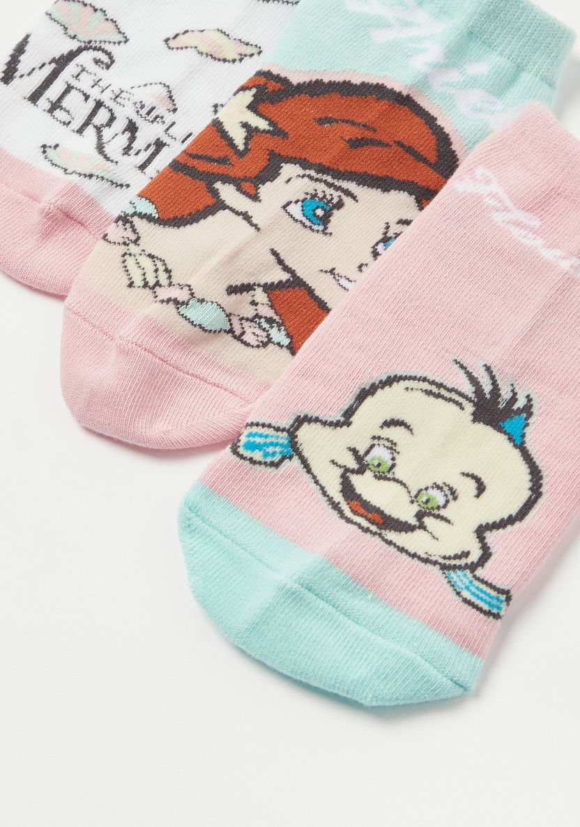 Disney The Little Mermaid Print Ankle Length Socks - Set of 3-Socks-image-2