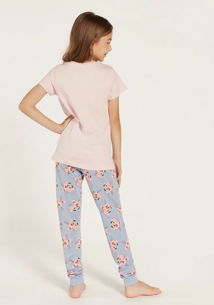 Pink Panther Print T-shirt and Pyjama Set-Nightwear-image-4