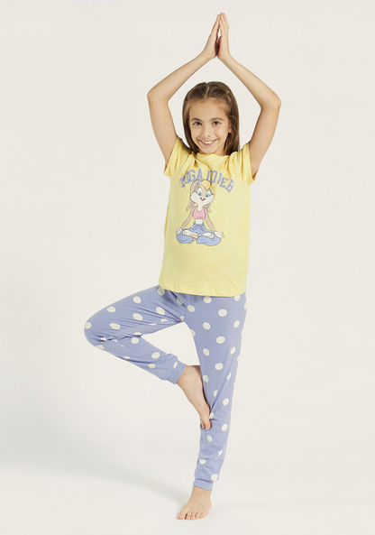 Lola Bunny Print T-shirt and Elasticated Pyjama Set-Nightwear-image-0