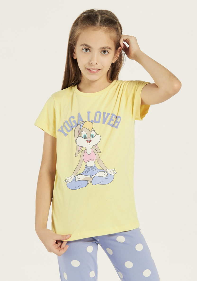 Lola Bunny Print T-shirt and Elasticated Pyjama Set-Nightwear-image-1