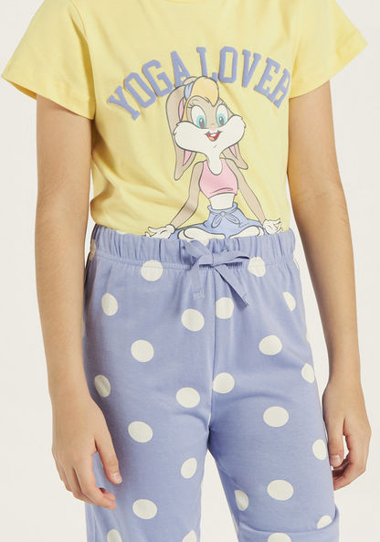 Lola Bunny Print T-shirt and Elasticated Pyjama Set-Nightwear-image-3