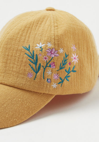 Juniors Floral Embroidered Cap with Bow Detail-Caps-image-1