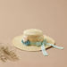 Juniors Weave Textured Hat with Floral Applique and Bow Detail-Caps-thumbnailMobile-0