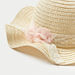 Juniors Textured Hat with Floral Applique Detail-Caps-thumbnailMobile-1