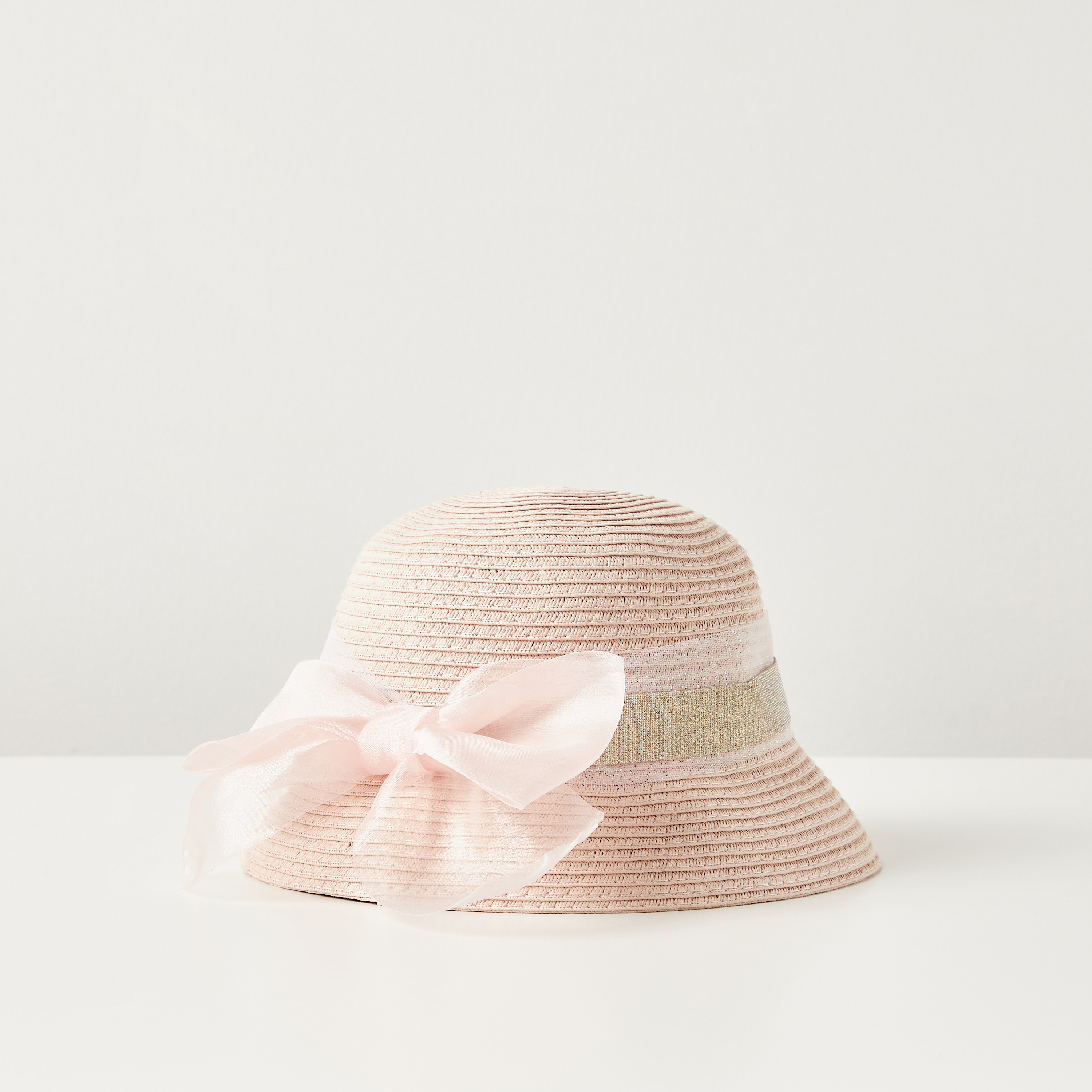 Juniors Weave Textured Hat with Bow Detail-baby-girls-accessories-caps-image-1