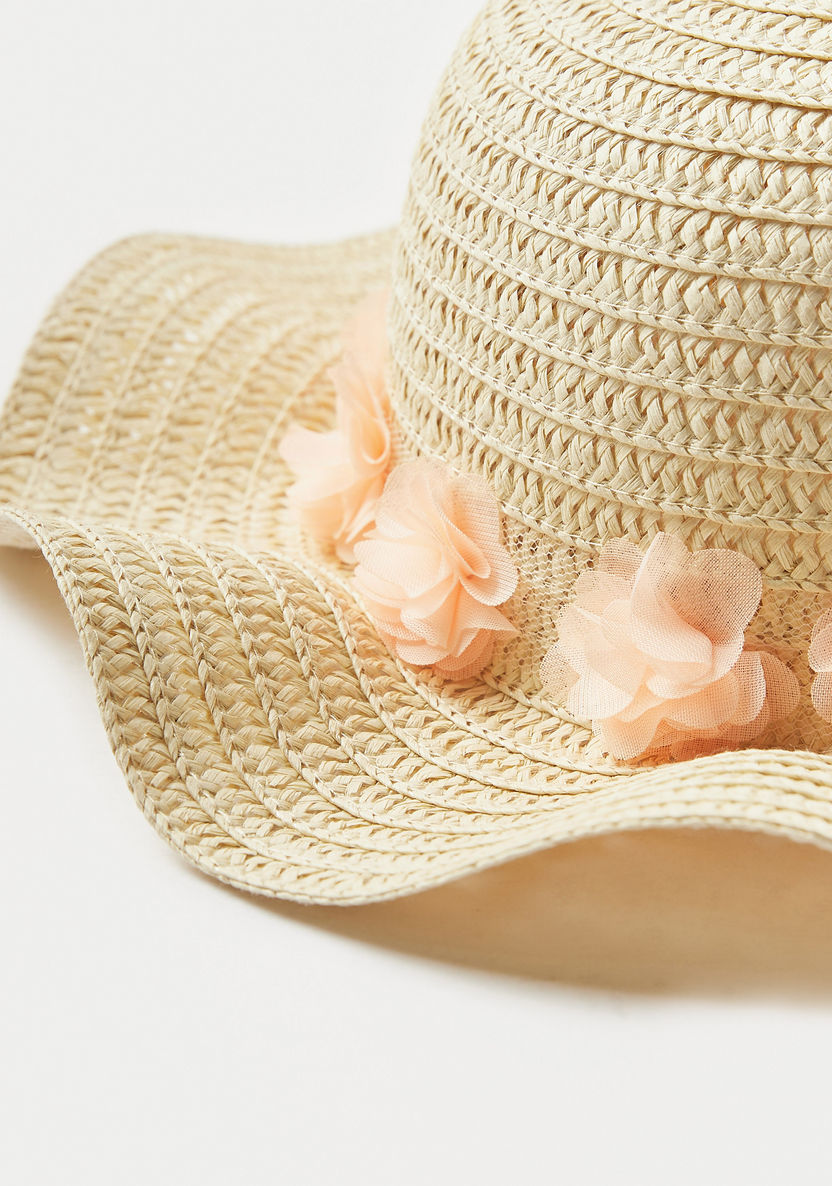 Juniors Textured Hat with Floral Applique-Caps-image-1