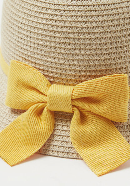 Juniors Weave Textured Hat with Bow Accent-Caps-image-1