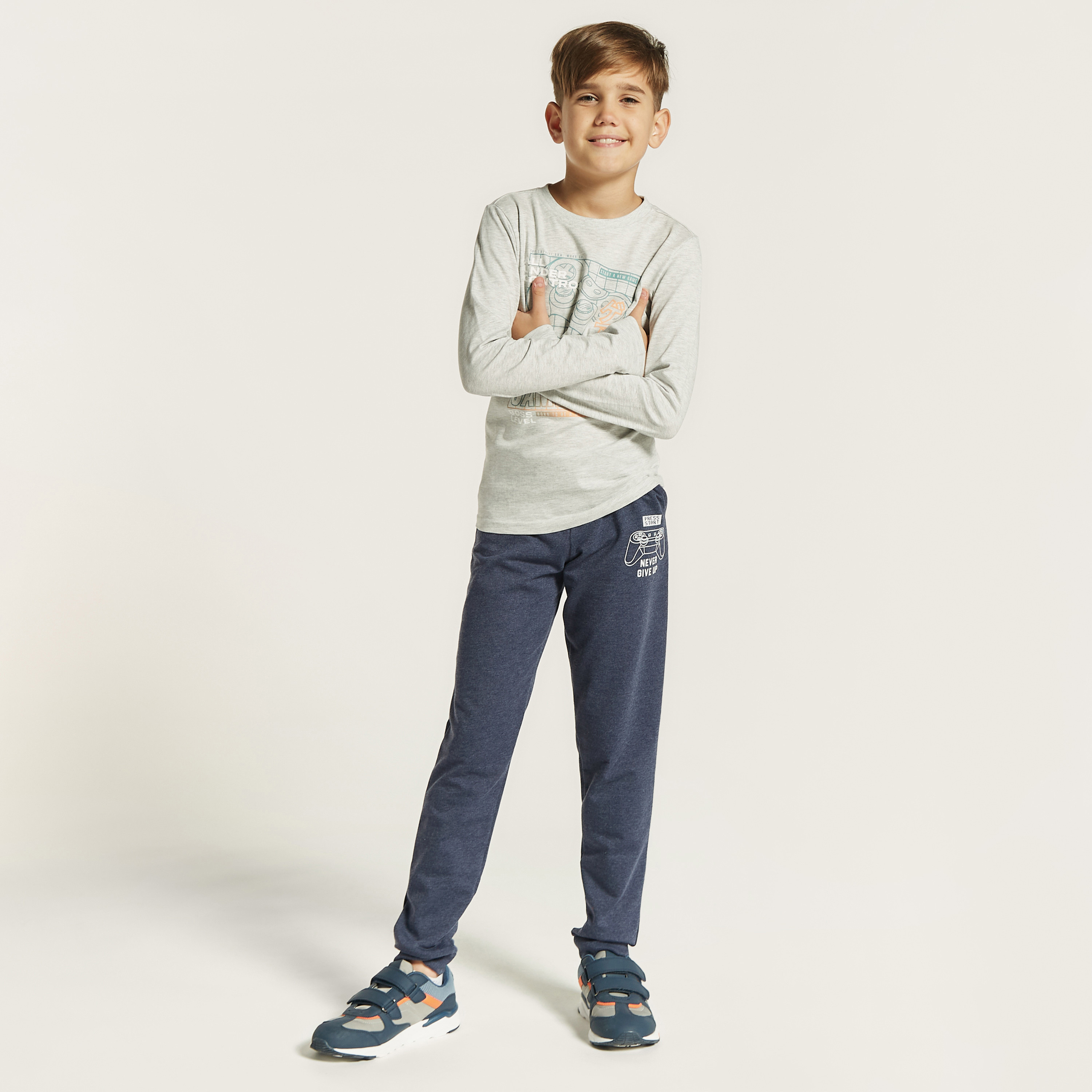 Juniors Gaming Graphic Print T-shirt with Long Sleeves-boys-clothing-tshirtsandpolos-image-1