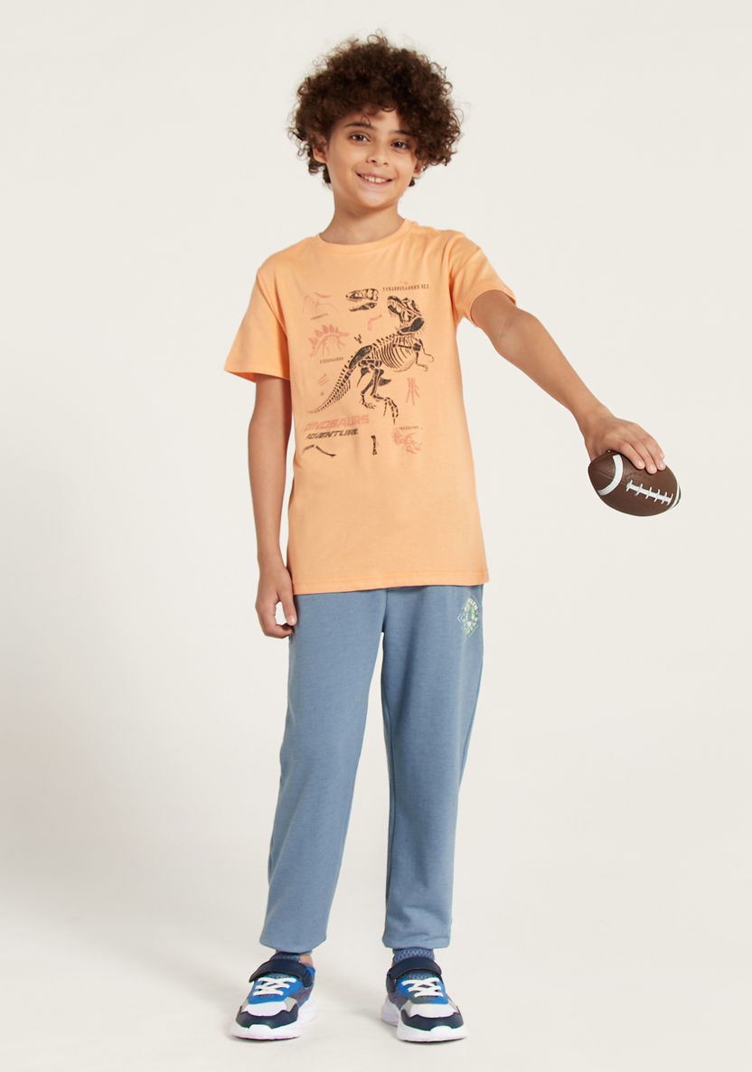 Juniors Dinosaur Graphic Print T-shirt with Short Sleeves-T Shirts-image-0