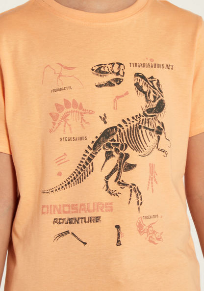 Juniors Dinosaur Graphic Print T-shirt with Short Sleeves-T Shirts-image-1