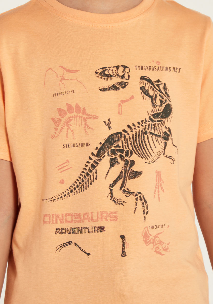 Juniors Dinosaur Graphic Print T-shirt with Short Sleeves-T Shirts-image-1