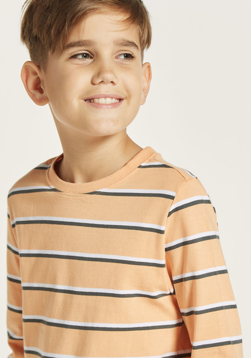 Juniors Striped T-shirt with Long Sleeves-T Shirts-image-1