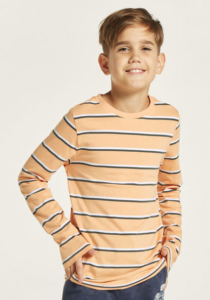 Juniors Striped T-shirt with Long Sleeves-T Shirts-image-2