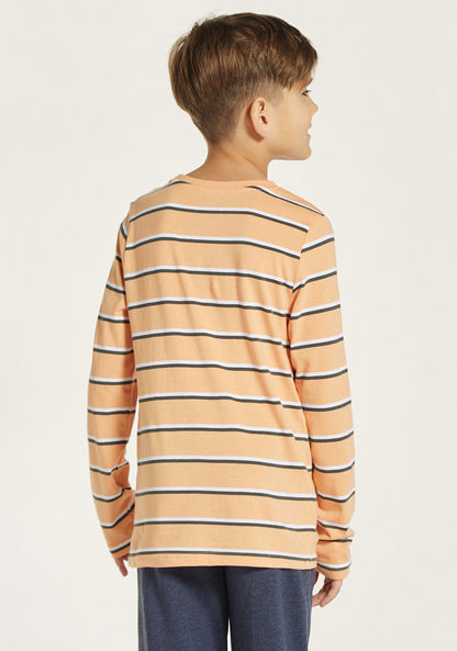 Juniors Striped T-shirt with Long Sleeves-T Shirts-image-3