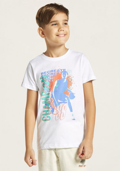 Juniors Graphic Print T-shirt with Short Sleeves-T Shirts-image-2