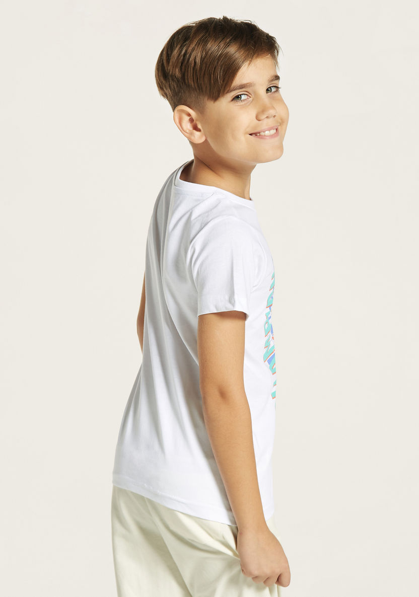 Juniors Graphic Print T-shirt with Short Sleeves-T Shirts-image-3